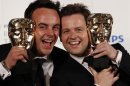 Presenters McPartlin and Donnelly pose with the British Academy Television Awards Entertainment Performance Award in London
