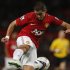 Manchester United's Hernandez shoots at goal during their English League Cup soccer match against Newcastle United at Old Trafford in Manchester