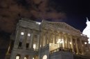 The U.S. House of Representatives remains fully lit during a rare late-night Saturday session at the U.S. Capitol in Washington