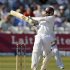 West Indies' Chanderpaul hits out before being caught during the second cricket test match against England at Trent Bridge cricket ground in Nottingham