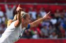 England's Steph Houghton celebrates her goal against Norway during their 2015 FIFA Women's World Cup match at Lansdowne Stadium in Ottawa on June 22, 2015