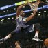 Oklahoma City Thunder Kevin Durant stuffs ball against Brooklyn Nets in NBA game in New York