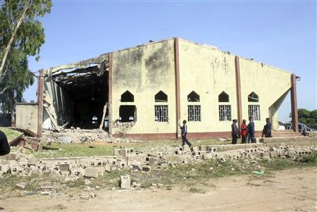 A view shows St. Rita's Catholic church in the Malali village, after a bomb attack, in Nigeria's northern city of Kaduna October 28, 2012. A suicide bomber drove a vehicle packed with explosives into a Catholic church in northern Nigeria on Sunday, killing at least three people and triggering reprisal attacks that killed at least two more, witnesses and police said. REUTERS/Stringer