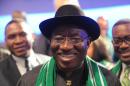 Nigerian President Goodluck Jonathan at the World Economic Forum in Davos on January 22, 2014