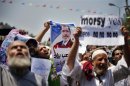 Supporters of the ousted President Mohamed Mursi shout during a protest in Cairo