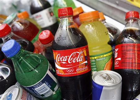 A Coca-Cola bottle is seen with other beverages in New York in this June 23, 2008 file photograph. REUTERS/Shannon Stapleton/Files