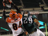 Bengals tight end Jermaine Gresham goes up for the ball as Eagles safety Nate Allen tries to prevent the catch. Philadelphia Eagles fell to the Cincinnati Bengals 34-13 at Lincoln Financial Field Thursday, Dec. 13, 2012. (AP Photo/The News Journal, Daniel Sato)