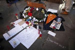 A memorial is seen on the sidewalk where a homeless &hellip;