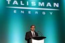 President and Chief Executive of Talisman Energy Kvisle addresses shareholders during the company's annual general meeting in Calgary.