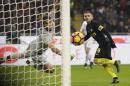 Inter Milan's Mauro Icardi scores past Lazio goalkeeper Federico Marchetti during a Serie A soccer match between Inter Milan and Lazio, at the San Siro stadium in Milan, Italy, Wednesday, Dec. 21, 2016. (AP Photo/Luca Bruno)