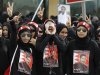 Protesters protest during a rally by Al Wefaq in Budaiya, west of Manama