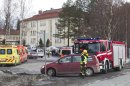 Emergency vehicles stand outside a secondary school in Orivesi, Finland, Friday March 30, 2012. A gunman was arrested after firing several shots at the school in southern Finland but no one was injured in the incident, police said Friday. (AP Photo/Lehtikuva, Mika Kanerva) FINLAND OUT