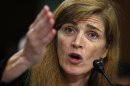 Samantha Power testifies before a Senate Foreign Relations Committee confirmation hearing in Washington