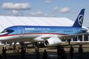 FILE - The Sukhoi Superjet-100 is displayed outside the aviation factory in Komsomolsk-on-Amur, about 6200 kilometers (3,900 miles) east of Moscow, Russia's, in this Sept. 26. 2007 file photo. An official says air controllers have lost contact with the Russian-made plane similar to this one shown May 9, 2012 carrying 46 people in western Indonesia. (AP Photo/RIA-Novosti, Ruslan Krivobok, File)