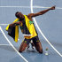 Jamaica's Usain Bolt gestures after winning the gold in the Men's 200m final at the World Athletics Championships in Daegu, South Korea, Saturday, Sept. 3, 2011. (AP Photo/Shuji Kajiyama)