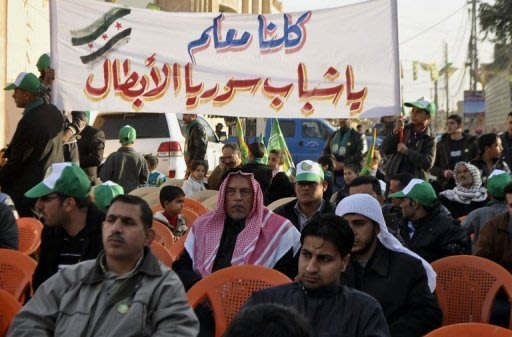 تجمع في مدينة القائم في 5 شباط/فبراير تاييدا لرد "الدين والجميل" للسوريين