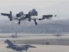 An A-10 jet belonging to the U.S. Air Force comes in for a landing at a U.S. air force base in Osan