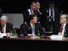 Bank of England Governor King, Britain's Finance Minister Osborne and U.S. Federal Reserve Chairman Bernanke attend the G20 meeting in Washington