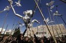 Protesters use a life-size puppet symbolizing a Greek during an anti-austerity rally in Athens