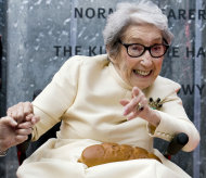 File - In this Sept. 6, 2008 file photo actress Frances Bay poses at an unveiling ceremony for Canada's Walk of Fame in Toronto. Bay, who tussled with Jerry Seinfeld over a loaf of marble rye and played Adam Sandler's grandmother in "Happy Gilmore" during a career that began in the 1930s, died Thursday Sept. 15, 2011. Bay died Thursday at a Los Angeles area hospital after being diagnosed with pneumonia. She was 92. (AP Photo/The Canadian Press, Frank Gunn, File)