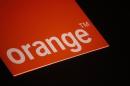 The logo of French telecom operator Orange is seen during the company's 2013 annual results presentation in Paris