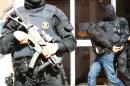 A man suspected of links to Islamic State groups is arrested during an anti-jihadist police operation in Sabadell on April 8, 2015