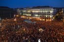 General view of the Puerta del Sol Square in Madrid during a day of national strike