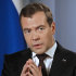 In this Thursday, Aug. 4, 2011 photo, released by RIA Novosti news agency on Friday Aug.5, 2011, Russian President Dmitry Medvedev speaks during an interview with Russian and Georgian journalists at his residence outside the Black sea resort of Sochi. In his first interview with a Georgian media outlet, Medvedev harshly criticized his Georgian counterpart Mikhail Saakashvili for starting the 2008 war with Russia over the breakaway province of South Ossetia. (AP Photo/RIA Novosti, Vladimir Rodionov, Presidential Press Service)