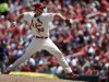 St. Louis Cardinals starting pitcher Adam Wainwright throws during the fourth inning of a baseball game against the Colorado Rockies Saturday, May 11, 2013, in St. Louis. (AP Photo/Jeff Roberson)