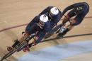 Britain's Philip Hindes, Jason Kenny and Callum Skinner compete in the men's Team Sprint track cycling finals at the Velodrome during the Rio 2016 Olympic Games