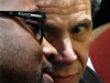 Gov. Andrew Cuomo, right, listens to State Senate Minority Leader John Sampson during a conversation, before a jobs bill signing ceremony held at Medgar Evers College on Friday, Dec. 9, 2011 in Brooklyn, N.Y.   (AP Photo/Bebeto Matthews)