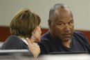 OJ Simpson sits in court with his attorney Patricia Palm in Las Vegas, Nevada