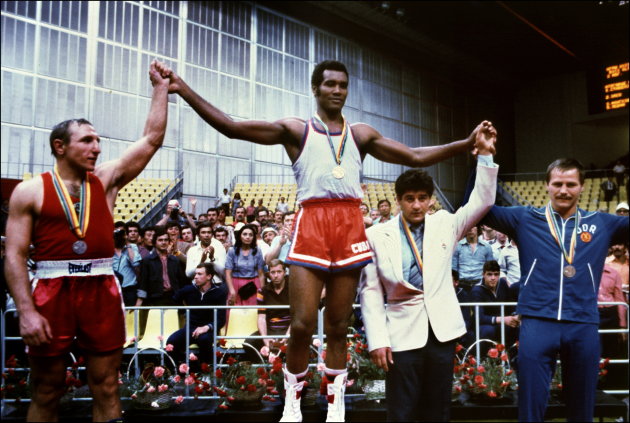 Cuban champion Teofilo Stevenson (C-gold