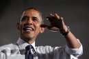 This photo taken Aug. 1, 2012 shows President Barack Obama speaking at a campaign event in Akron, Ohio. (AP Photo/Pablo Martinez Monsivais)