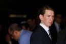 Austrian Foreign Minister Sebastian Kurz leaves after a ceremony in the Hall of Remembrance at Yad Vashem Holocaust Memorial in Jerusalem