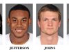 In these undated images released by LSU, football players Chris Davenport, Jordan Jefferson, Josh Johns and Jarvis Landry are shown.  Jefferson and his three teammates met with Baton Rouge, La., police investigators on Tuesday morning, Aug. 23, 2011 about a bar fight last week. (AP Photo/LSU, Steve Franz)