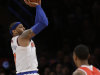 New York Knicks forward Carmelo Anthony (7), who tied a franchise record with nine three-pointers, shoots a three in the second half of their NBA basketball game at Madison Square Garden in New York, Sunday, Jan. 27, 2013. Anthony had 42 points as the Knicks defeated the Hawks 106-104. (AP Photo/Kathy Willens)