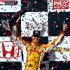 Ryan Hunter-Reay celebrates in Victory Lane after winning the IndyCar Series Grand Prix of Alabama auto race in Birmingham, Ala., Sunday, April 7, 2013. (AP Photo/Butch Dill)