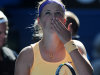 Victoria Azarenka of Belarus celebrates after defeating Sloane Stephens of the US in their semifinal match at the Australian Open tennis championship in Melbourne, Australia, Thursday, Jan. 24, 2013. (AP Photo/Andrew Brownbill)