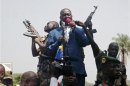 Central African Republic President Bozize speaks to supporters and anti-rebel protesters during an appeal for help, in Bangui