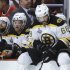 Boston Bruins right wing Jaromir Jagr (68) reacts after a goal by the Chicago Blackhawks in the second period during Game 5 of the NHL hockey Stanley Cup Finals, Saturday, June 22, 2013, in Chicago. (AP Photo/Nam Y. Huh)