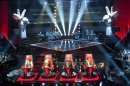 In this undated image released by NBC, judges, seated from left, Blake Shelton, Christina Aguilera, Cee Lo Green and Adam Levine are shown during a rehearsal for the second season of 