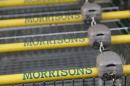 Shopping trolleys are seen at a Morrisons supermarket in London