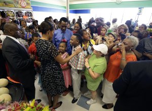 First lady Michelle Obama greets customers at Sterling …
