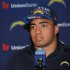 San Diego Chargers draft pick inside linebacker Manti Te'o, from Notre Dame, speaks at an NFL football news conference held at the Chargers facility Saturday, April 27, 2013 in San Diego.  (AP Photo/Denis Poroy)