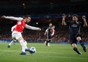 Arsenal's midfielder Santi Cazorla (L) in action …