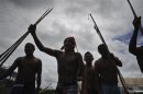 Amazon Indians from the Xingu, Tapajos and Teles Pires river basins invade the Belo Monte dam project in Vitoria do Xingu