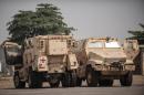 Armoured vehicles donated by the United States to the Nigerian military to help in the fight against Boko Haram are pictured at an army base in Lagos