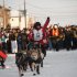 Dallas Seavey reaches the finish line to claim victory in the Iditarod Trail Sled Dog Race in Nome, Alaska, on Tuesday, March 13, 2012. (AP Photo/Marc Lester, Anchorage Daily News )
