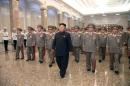 North Korean leader Kim Jong Un visits the Kumsusan Palace of the Sun at midnight on Tuesday on the occasion of the 20th anniversary of the demise of President Kim Il Sung
